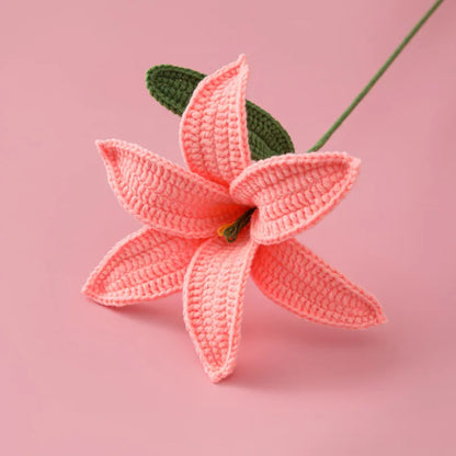 Artificial Flowers Hand-Knitted Lily Mother' Day Gift Crochet Flowers Homemade Bouquet Flower Home Desktop Decor Valentine'S Day