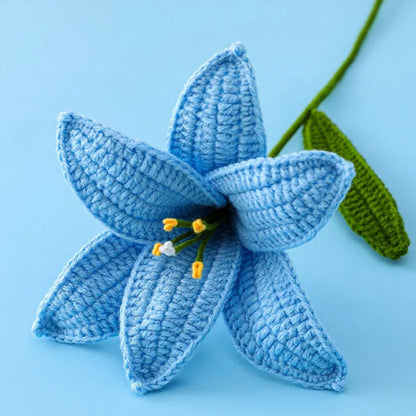 Artificial Flowers Hand-Knitted Lily Mother' Day Gift Crochet Flowers Homemade Bouquet Flower Home Desktop Decor Valentine'S Day